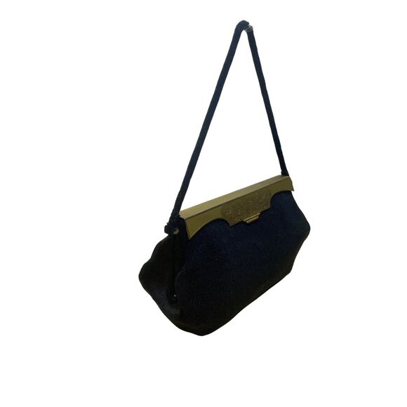 Marguerite Fressé Women’s Black Beaded Gold-Tone Floral Clasp Clutch Bag - Picture 2 of 13